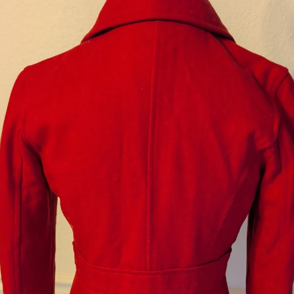 Women's Red Coat by Tulle. Beautiful Wool Overcoat -M / L - Picture 4 of 4